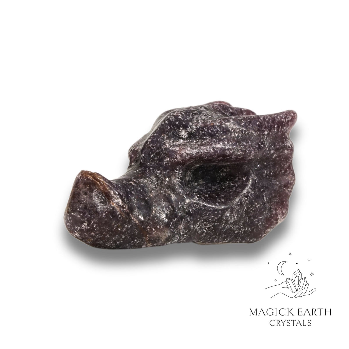 Natural Lepidolite crystal dragon skull view b