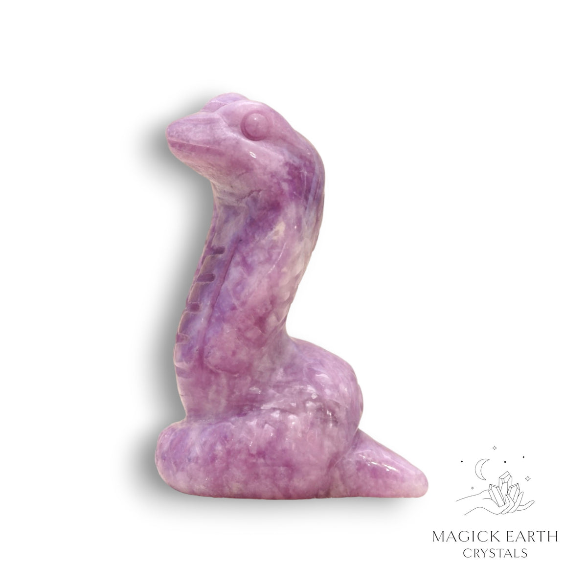 Natural Lepidolite crystal snake figurine left view