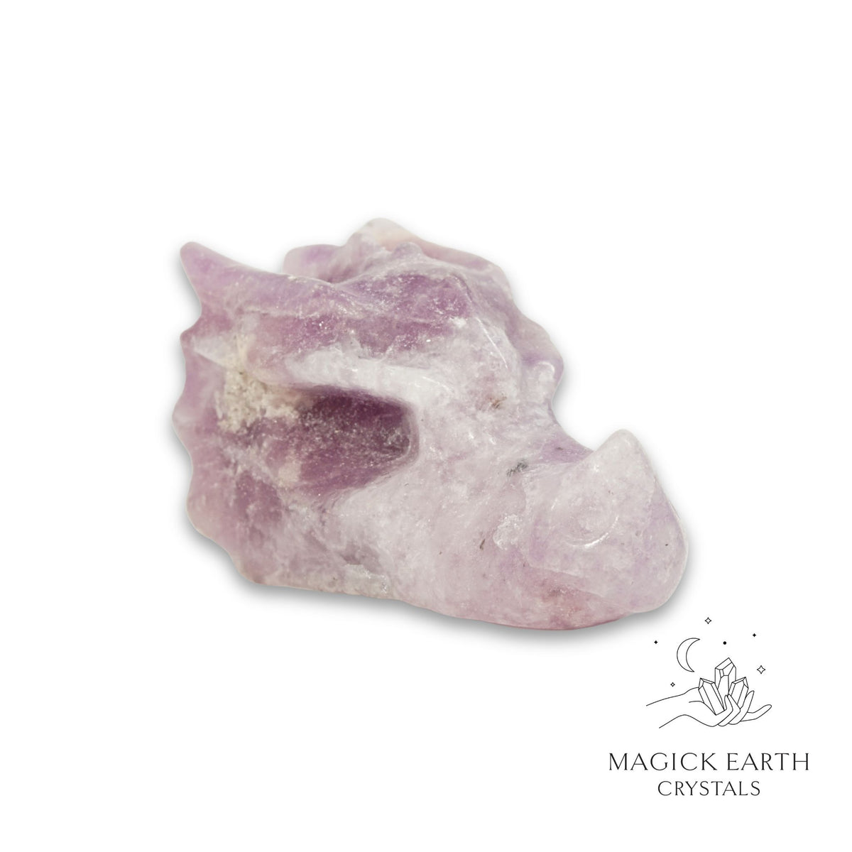 Natural Lepidolite crystal dragon skull view a