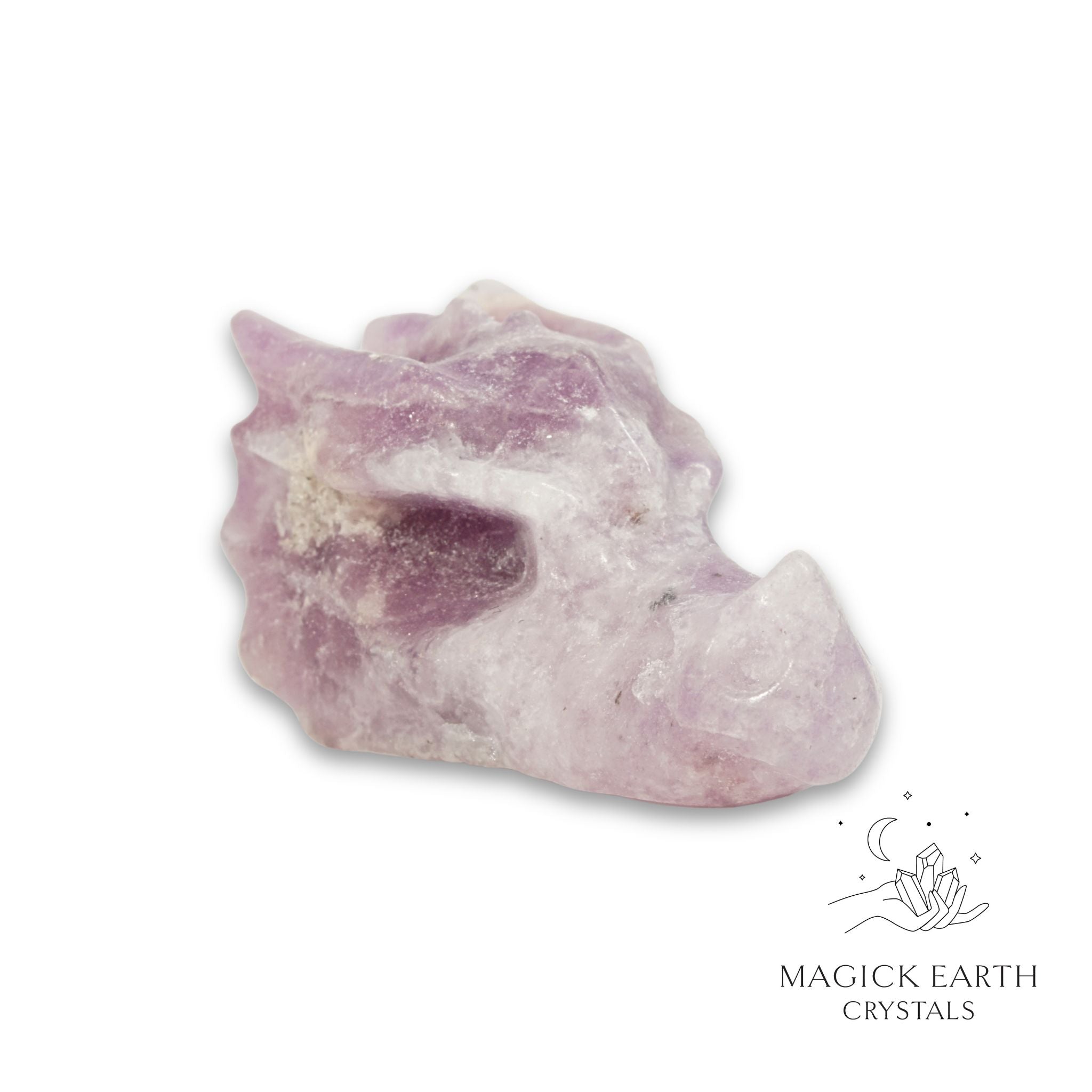 Natural Lepidolite crystal dragon skull view a