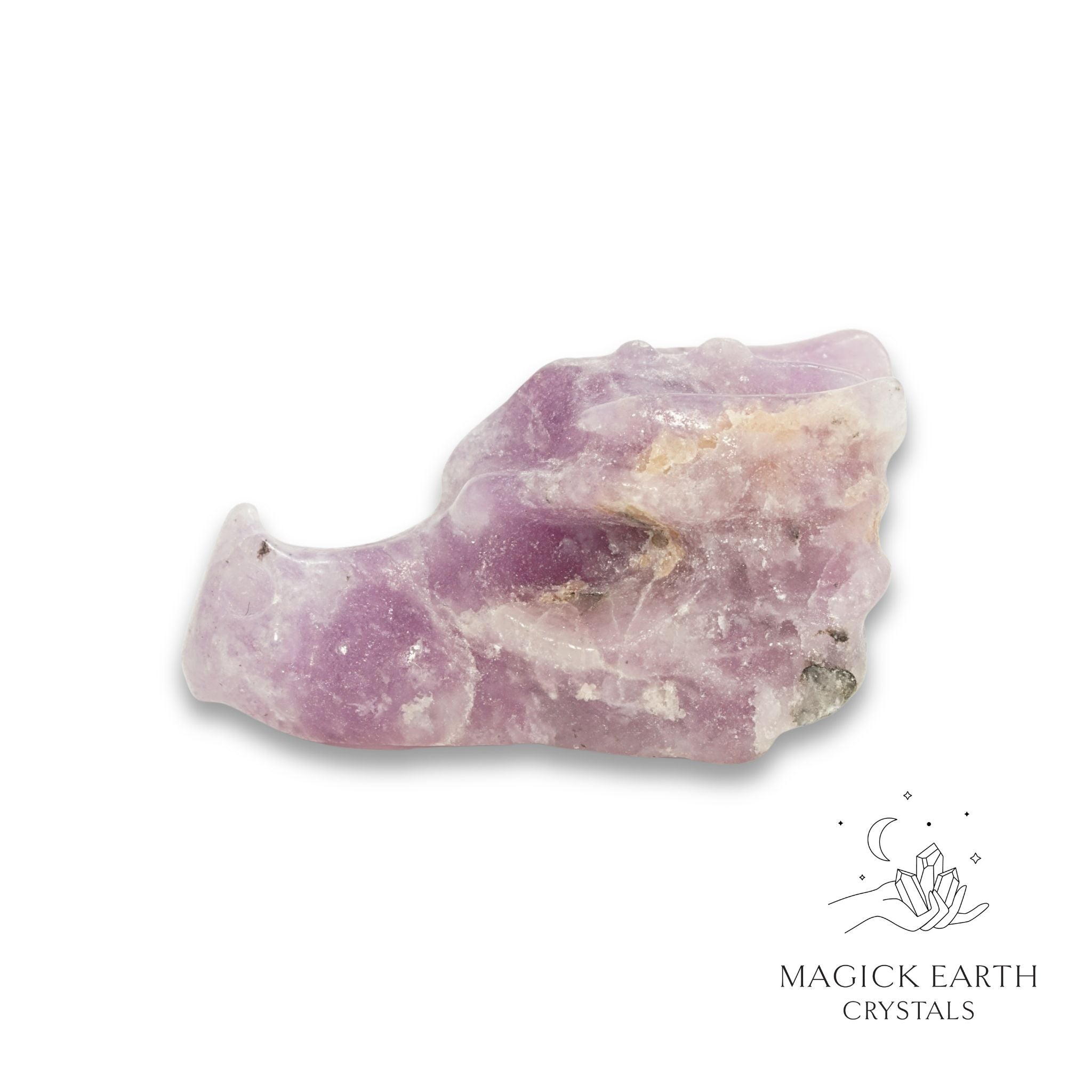 Natural Lepidolite crystal dragon skull view b