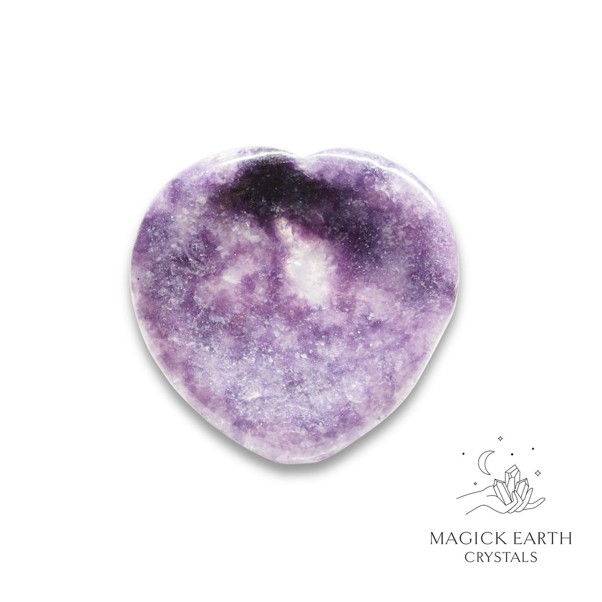 Natural Lepidolite heart thumb stone view a