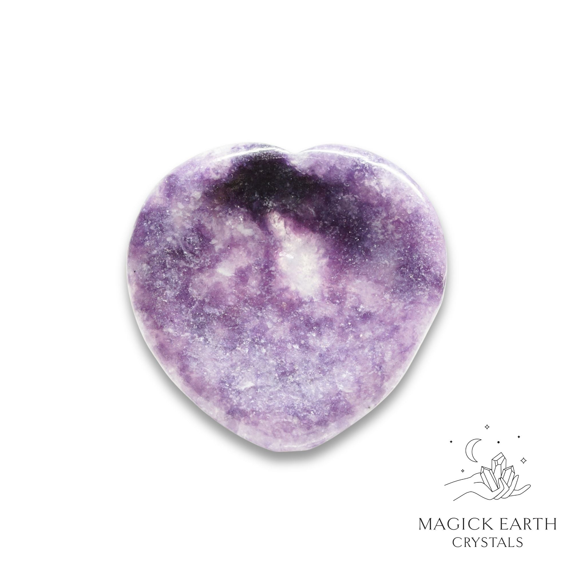 Natural Lepidolite heart thumb stone view a