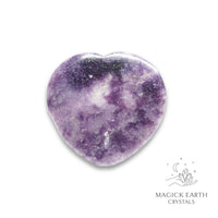Natural Lepidolite heart thumb stone view b