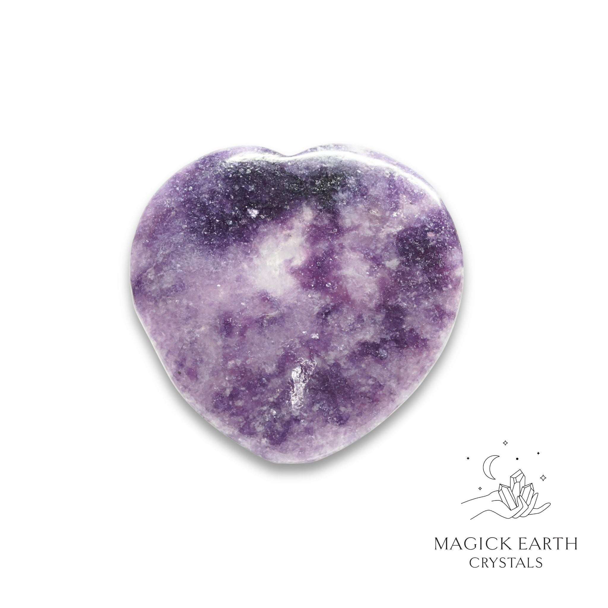 Natural Lepidolite heart thumb stone view b