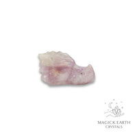 Natural Lepidolite crystal mini dragon skull view c