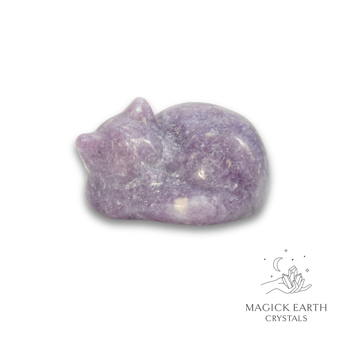 Natural Lepidolite sleeping cat figurine view a