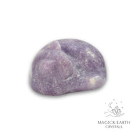 Natural Lepidolite sleeping cat figurine view b