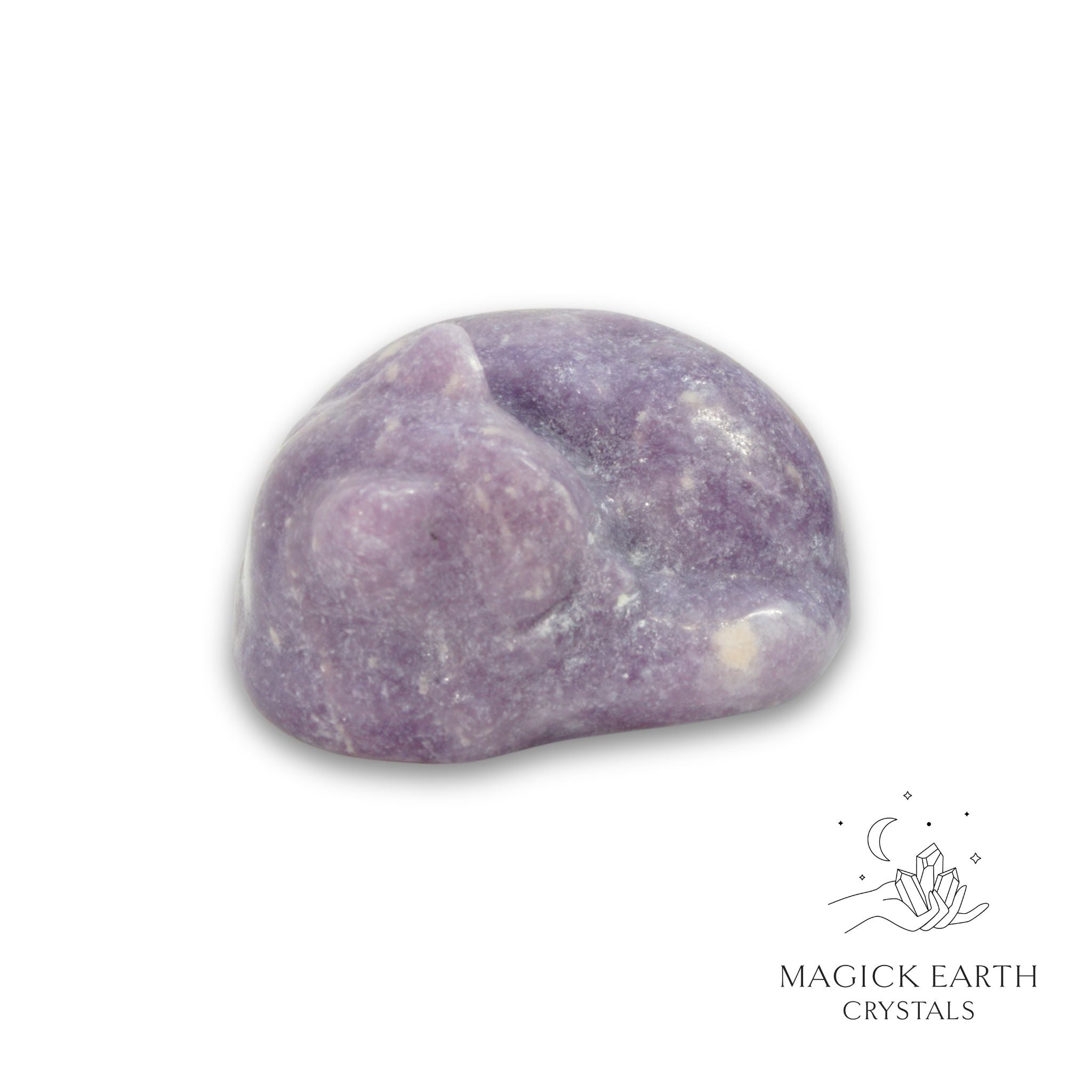 Natural Lepidolite sleeping cat figurine view b