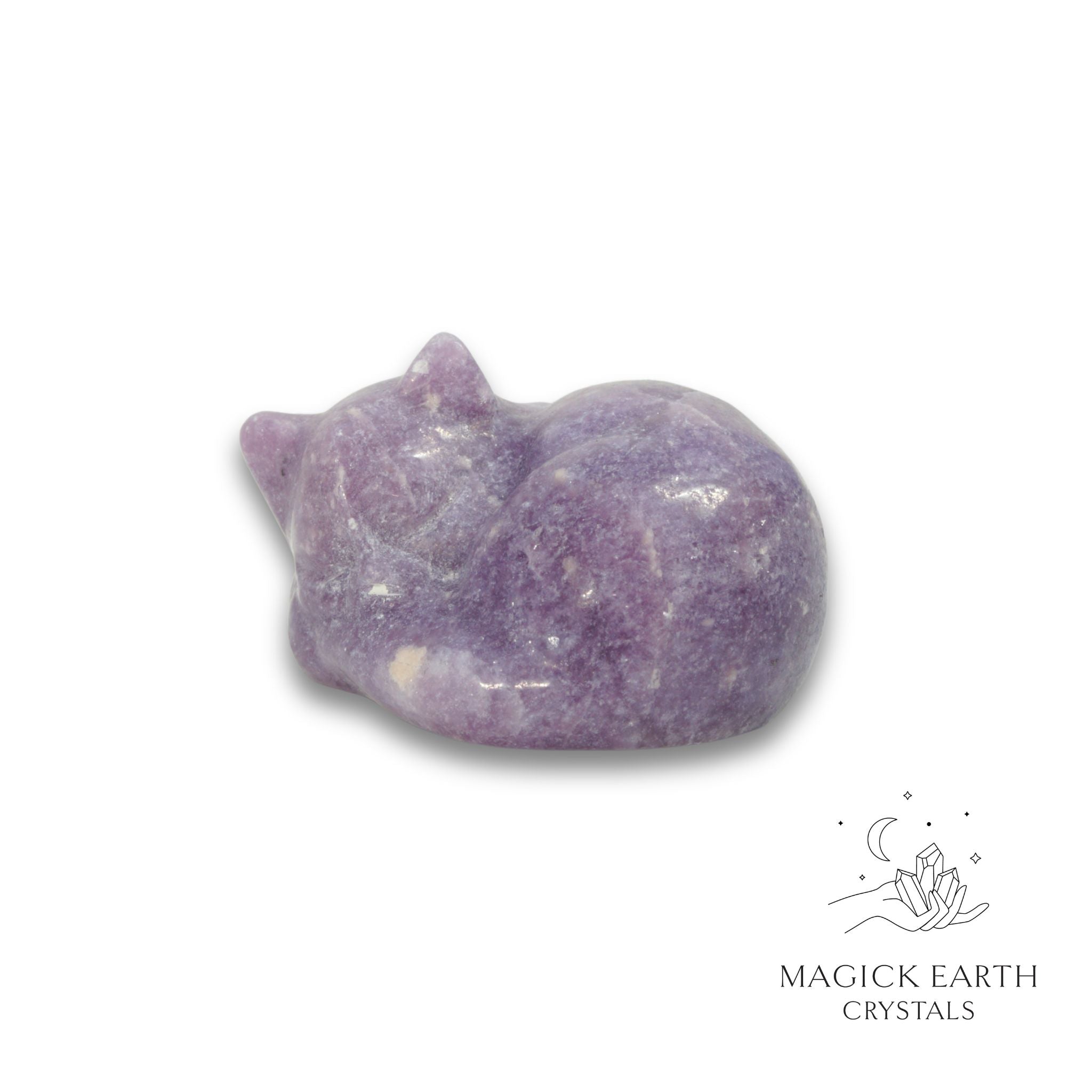 Natural Lepidolite sleeping cat figurine view c