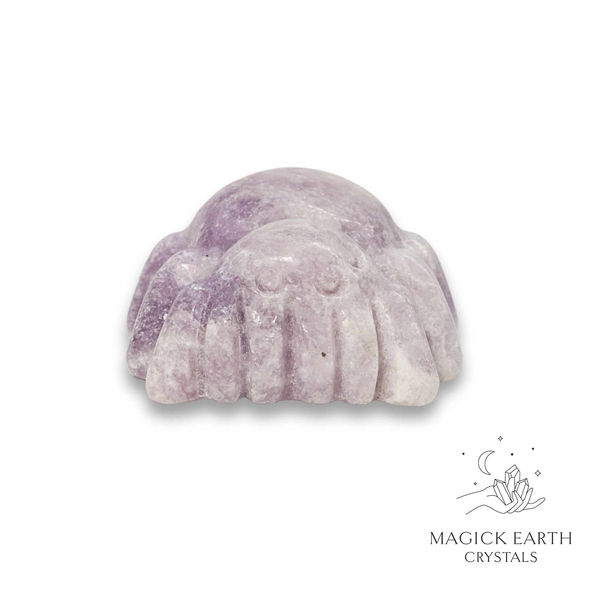 Natural Lepidolite crystal spider figurine view b