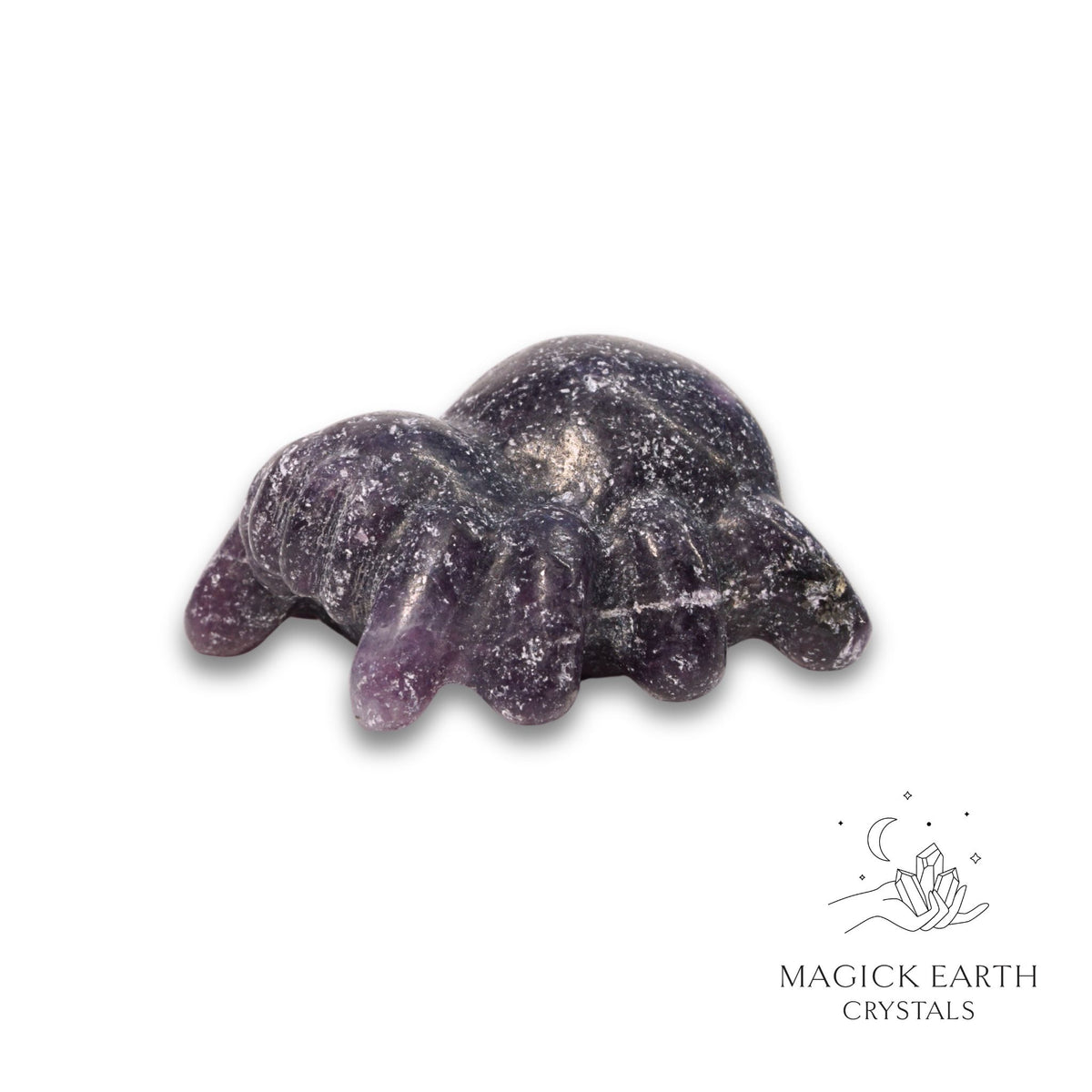 Natural Lepidolite crystal spider figurine view c