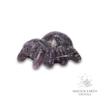 Natural Lepidolite crystal spider figurine view c