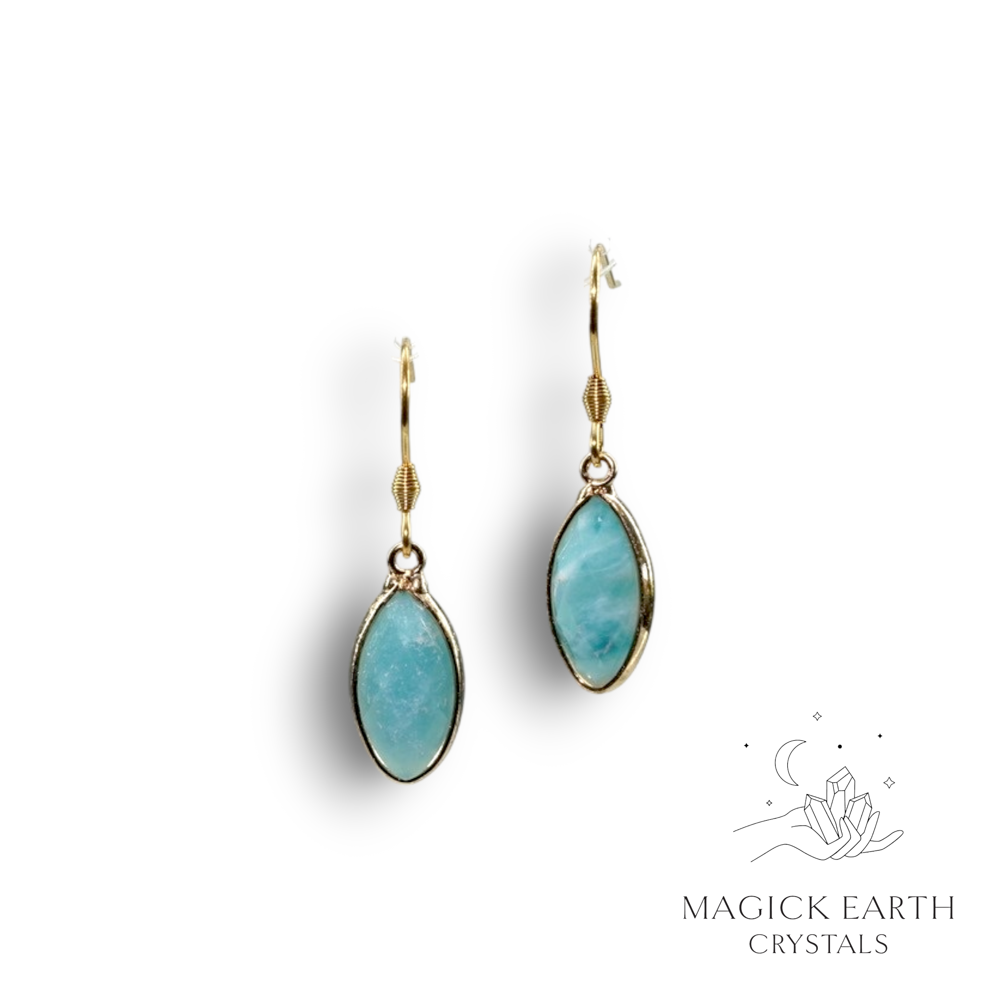 Natural Light Amazonite marquise crystal earrings