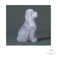 Natural Light Amethyst crystal dog figurine 50mm view a