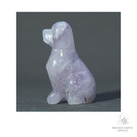 Natural Light Amethyst crystal dog figurine 50mm view b