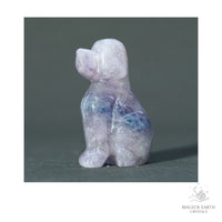 Natural Light Fluorite crystal dog figurine 50mm view b