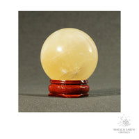 Natural Light Honey Calcite crystal sphere 41mm view a