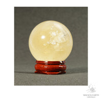 Natural Light Honey Calcite crystal sphere 41mm view b