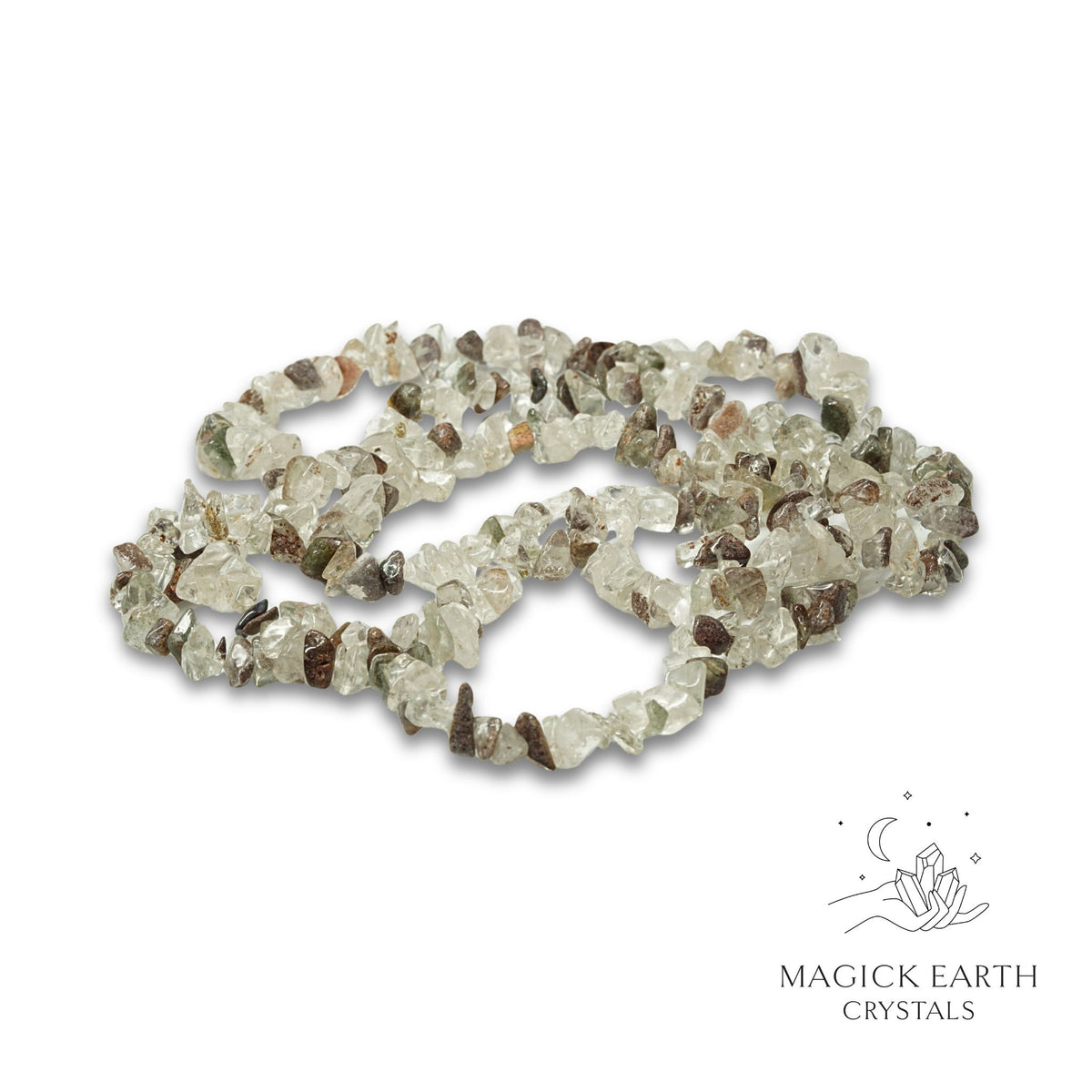 Natural Lodolite Quartz medium drilled crystal chips  