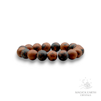 Natural Mahogany Obsidian 12mm matte bead crystal bracelet view d
