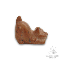 Natural Mahogany Obsidian crystal crouching cat figurine view b