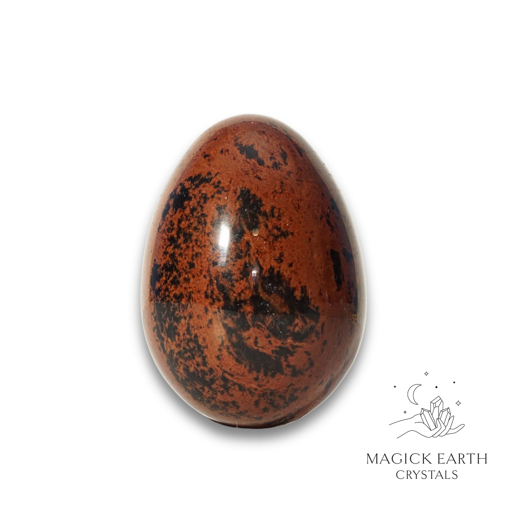 Natural Mahogany Obsidian crystal egg view e