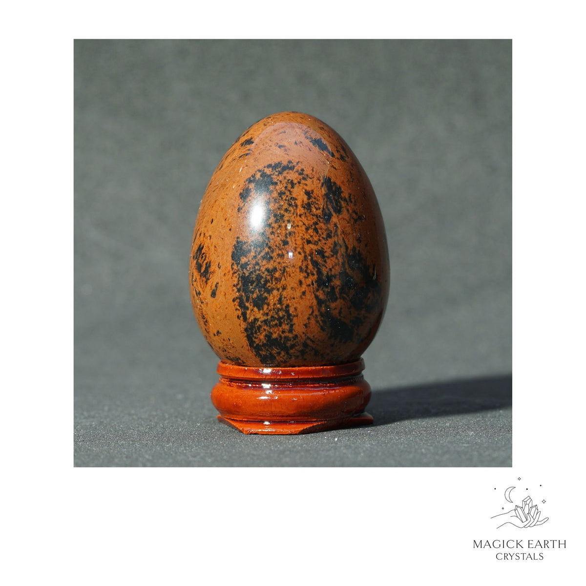 Natural Mahogany Obsidian crystal egg view f