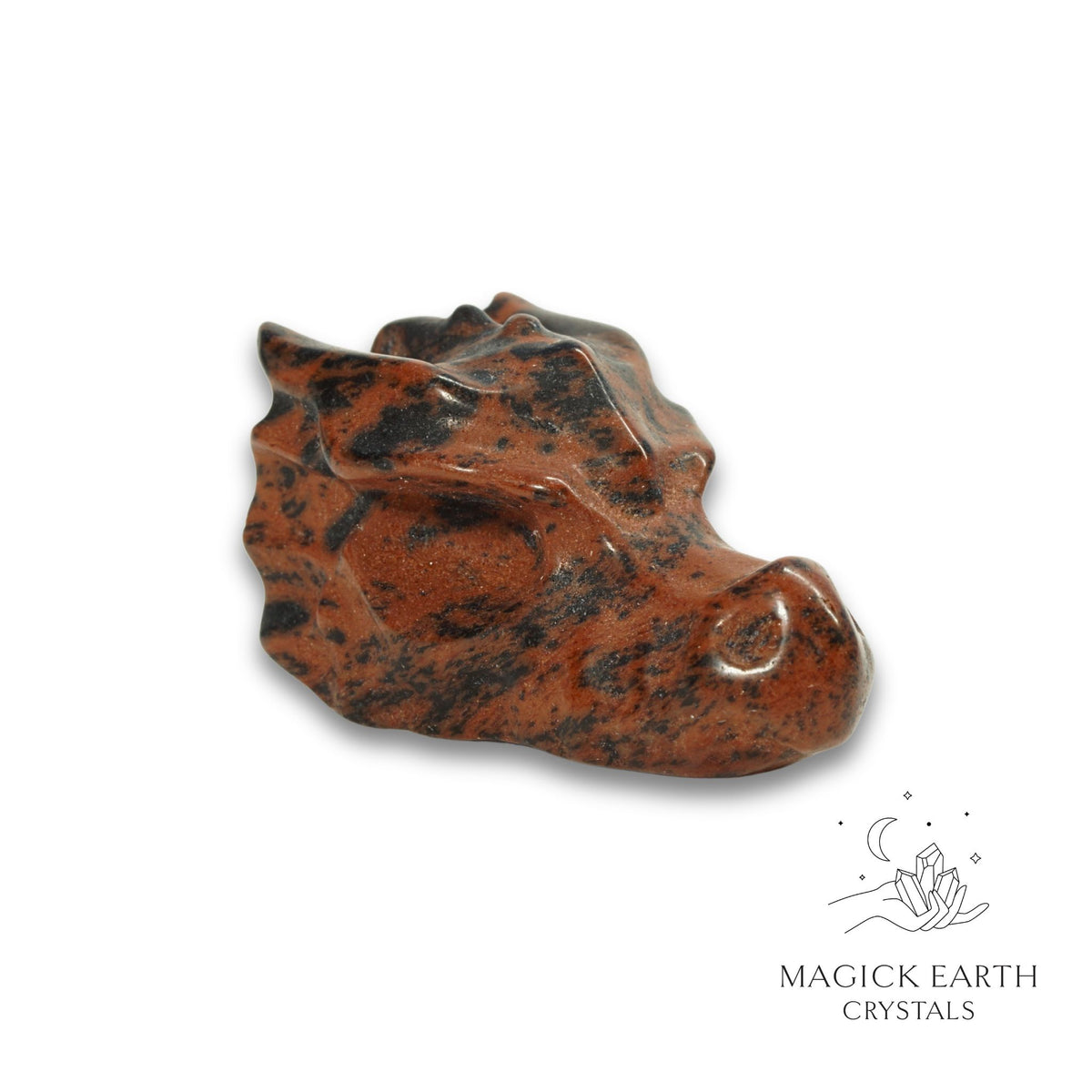  Natural Mahogany Obsidian crystal dragon skull view a