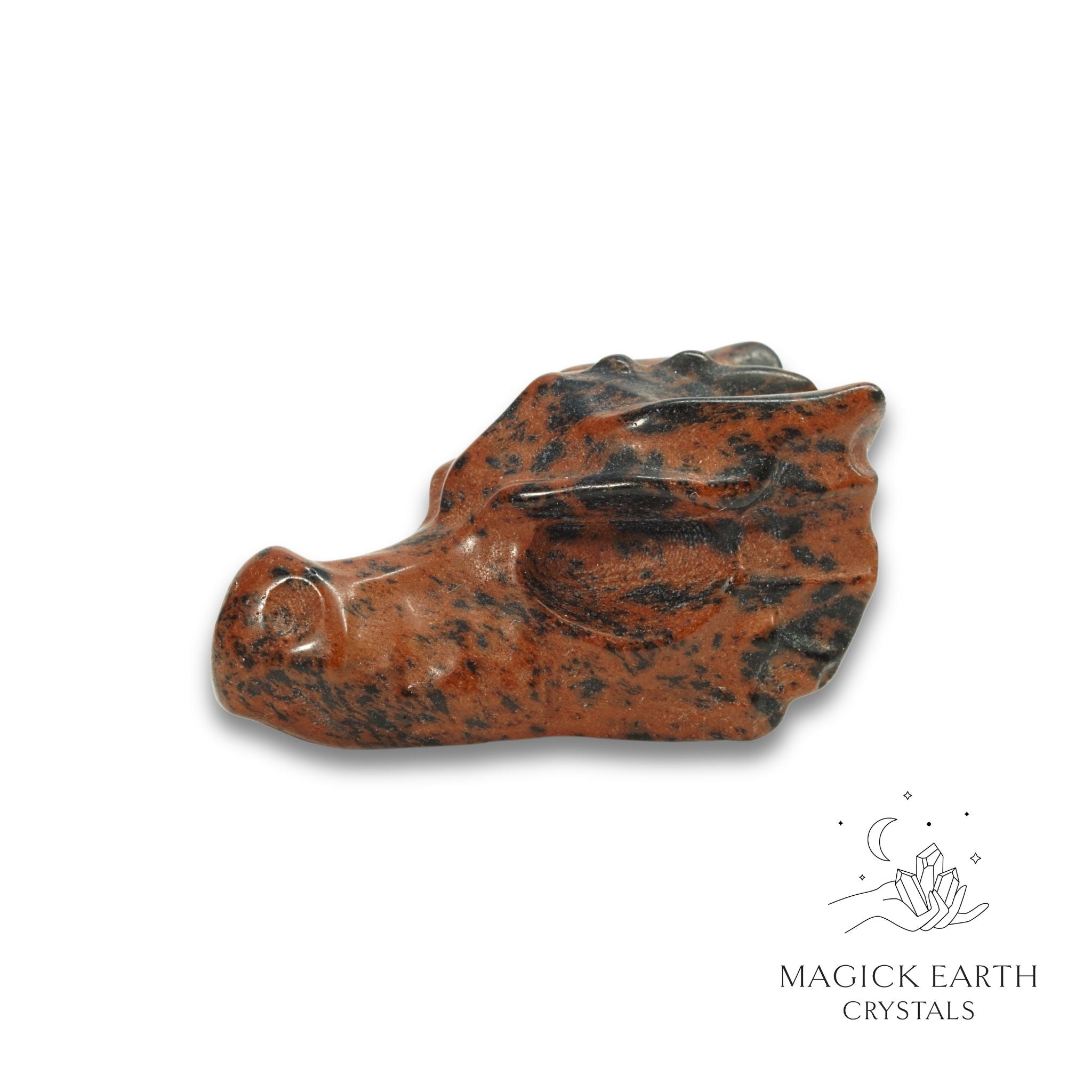  Natural Mahogany Obsidian crystal dragon skull view b