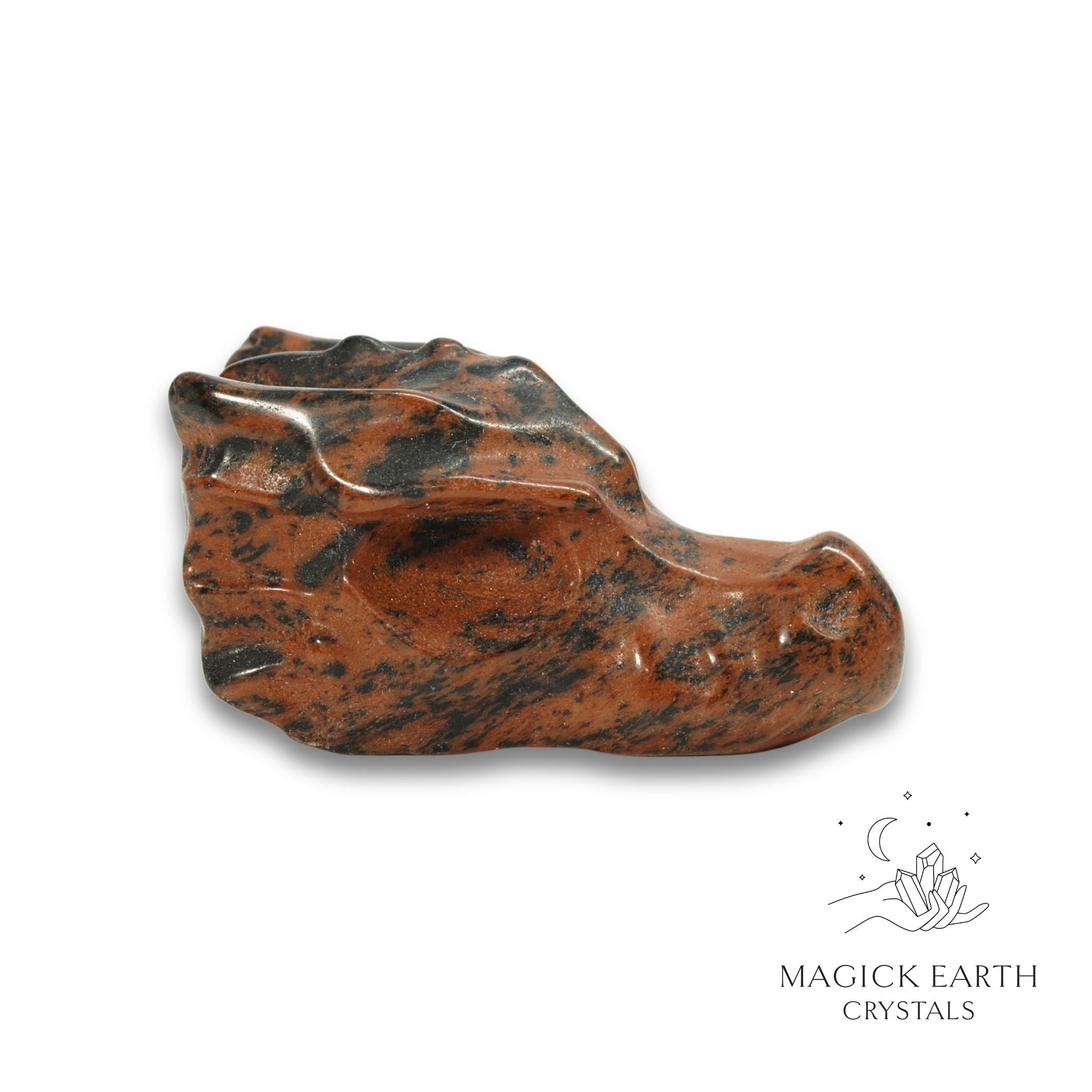  Natural Mahogany Obsidian crystal dragon skull view c