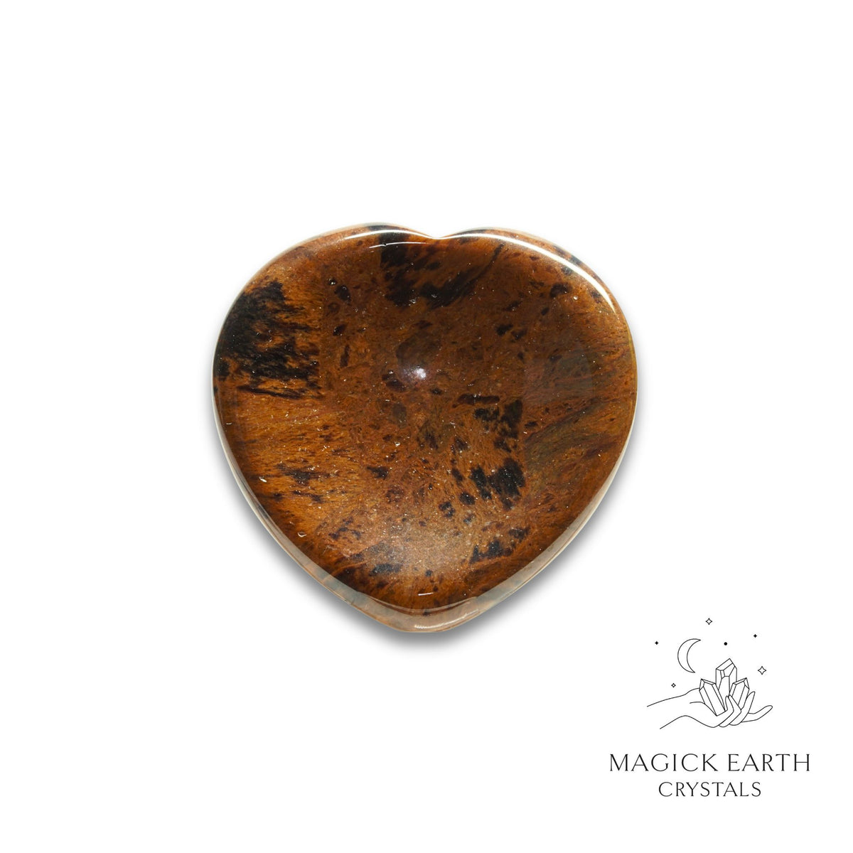 Natural Mahogany Obsidian heart thumb stone view a