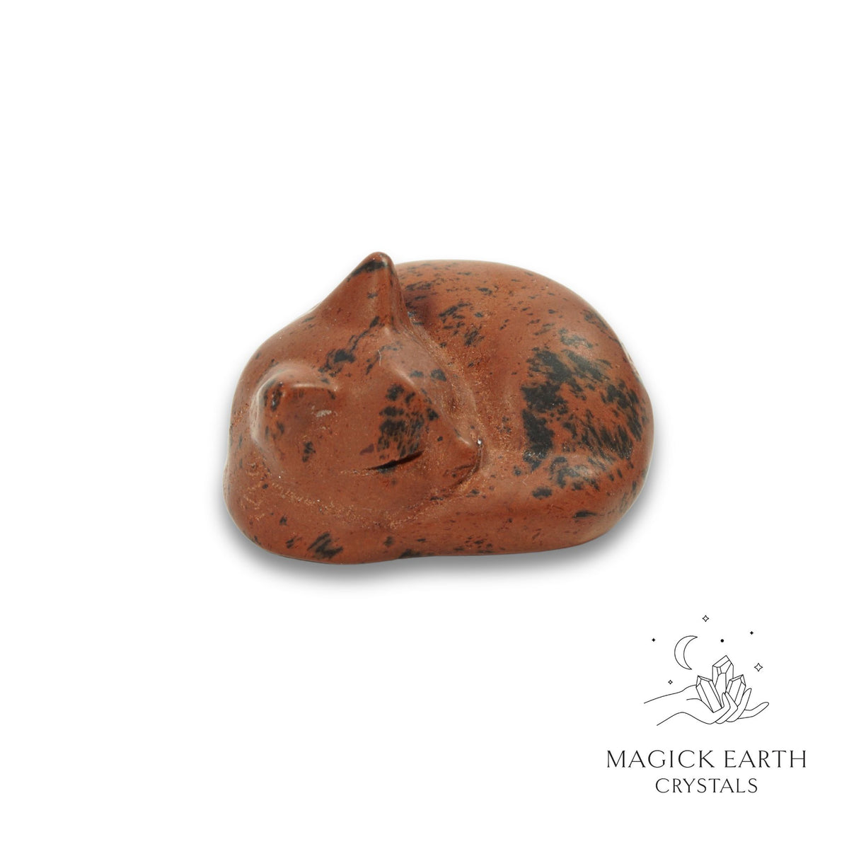 Natural Mahogany Obsidian sleeping cat figurine view b