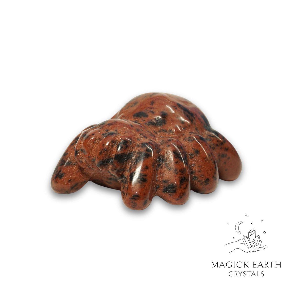 Natural Mahogany Obsidian crystal spider figurine view a