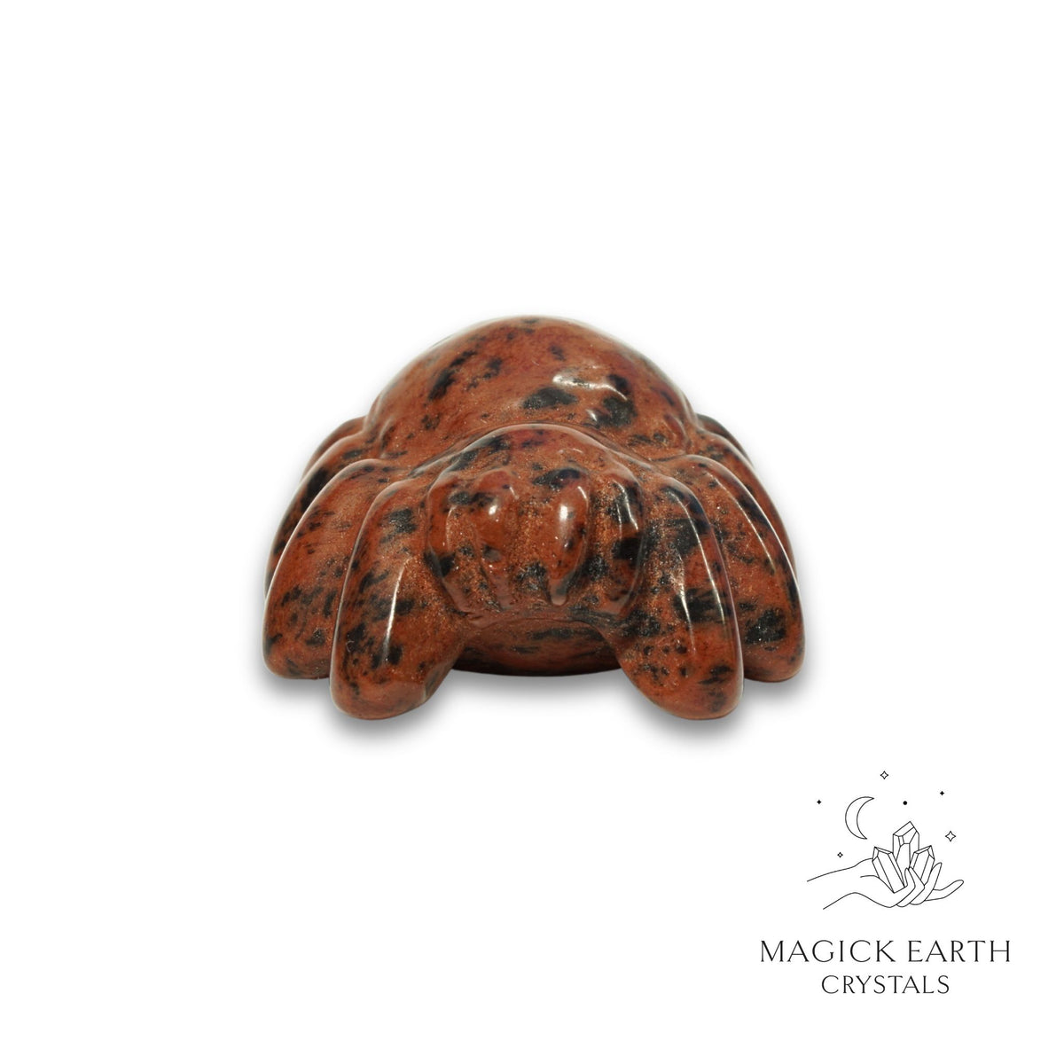 Natural Mahogany Obsidian crystal spider figurine view b