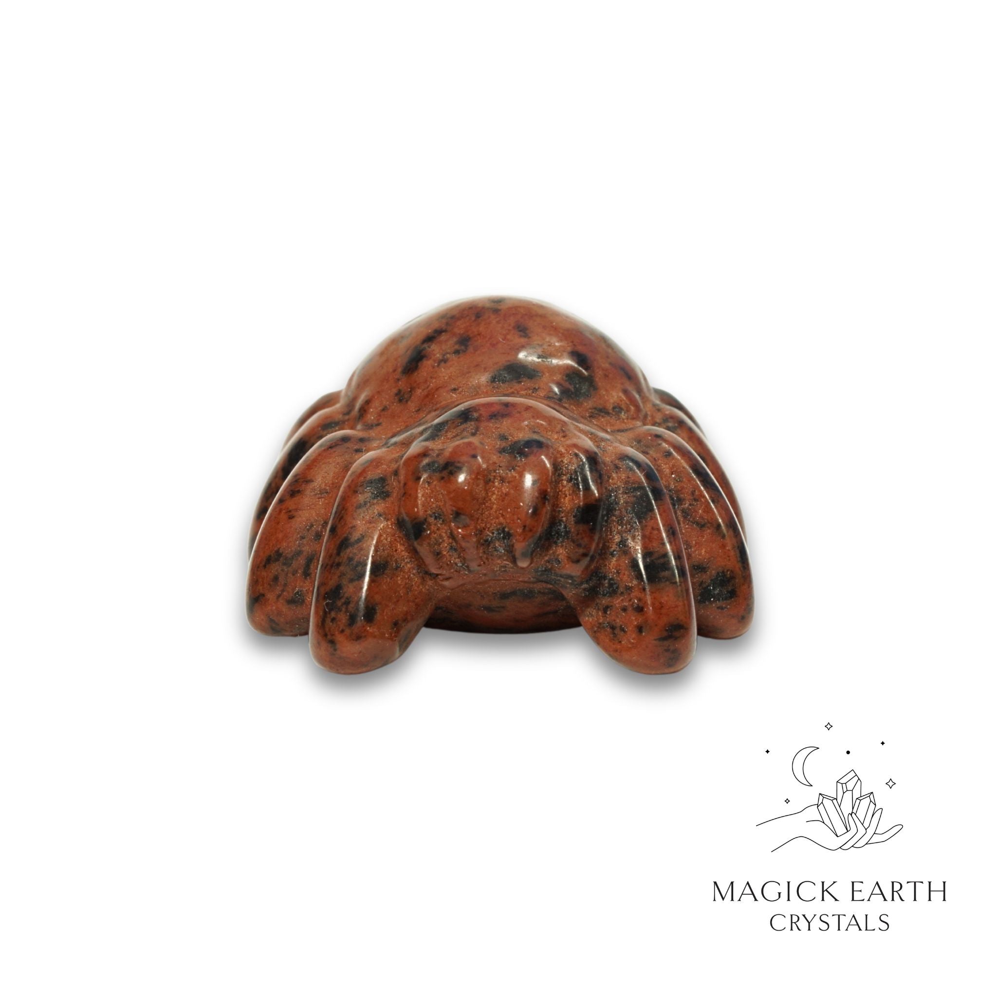 Natural Mahogany Obsidian crystal spider figurine view b