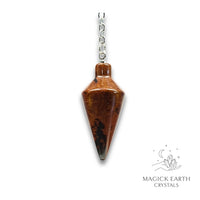 Natural Mahogany Obsidian spire crystal pendulum view b