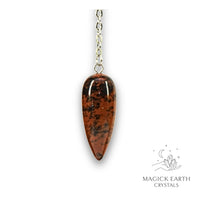 Natural Mahogany Obsidian teardrop crystal pendulum view b