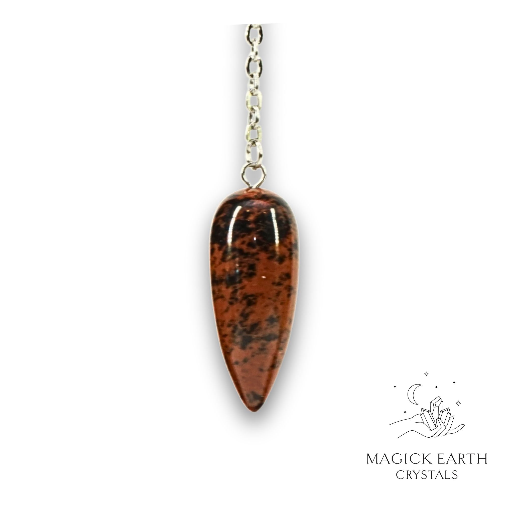 Natural Mahogany Obsidian teardrop crystal pendulum view b