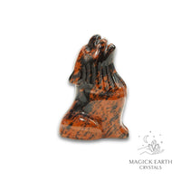 Natural Mahogany Obsidian crystal wolf figurine view a