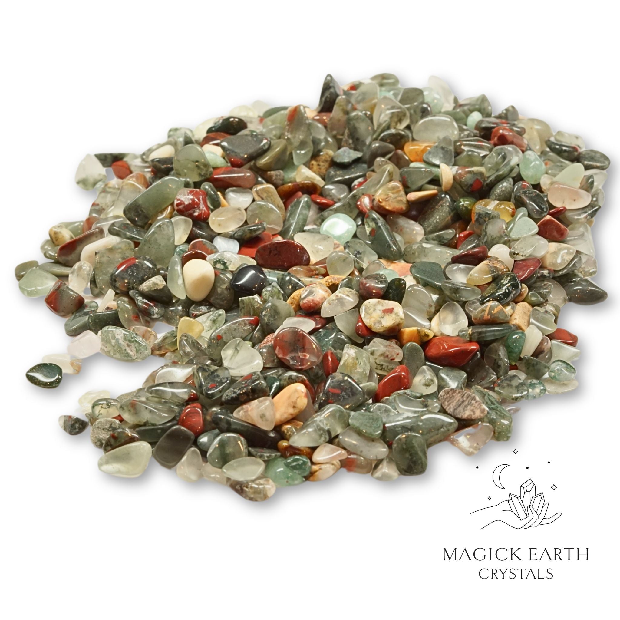 Natural Medium Bloodstone crystal chips,  100g loose pile