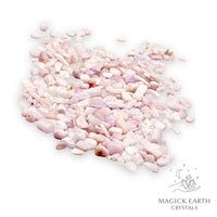 Natural medium Kunzite crystal chips, 100g loose pile.
