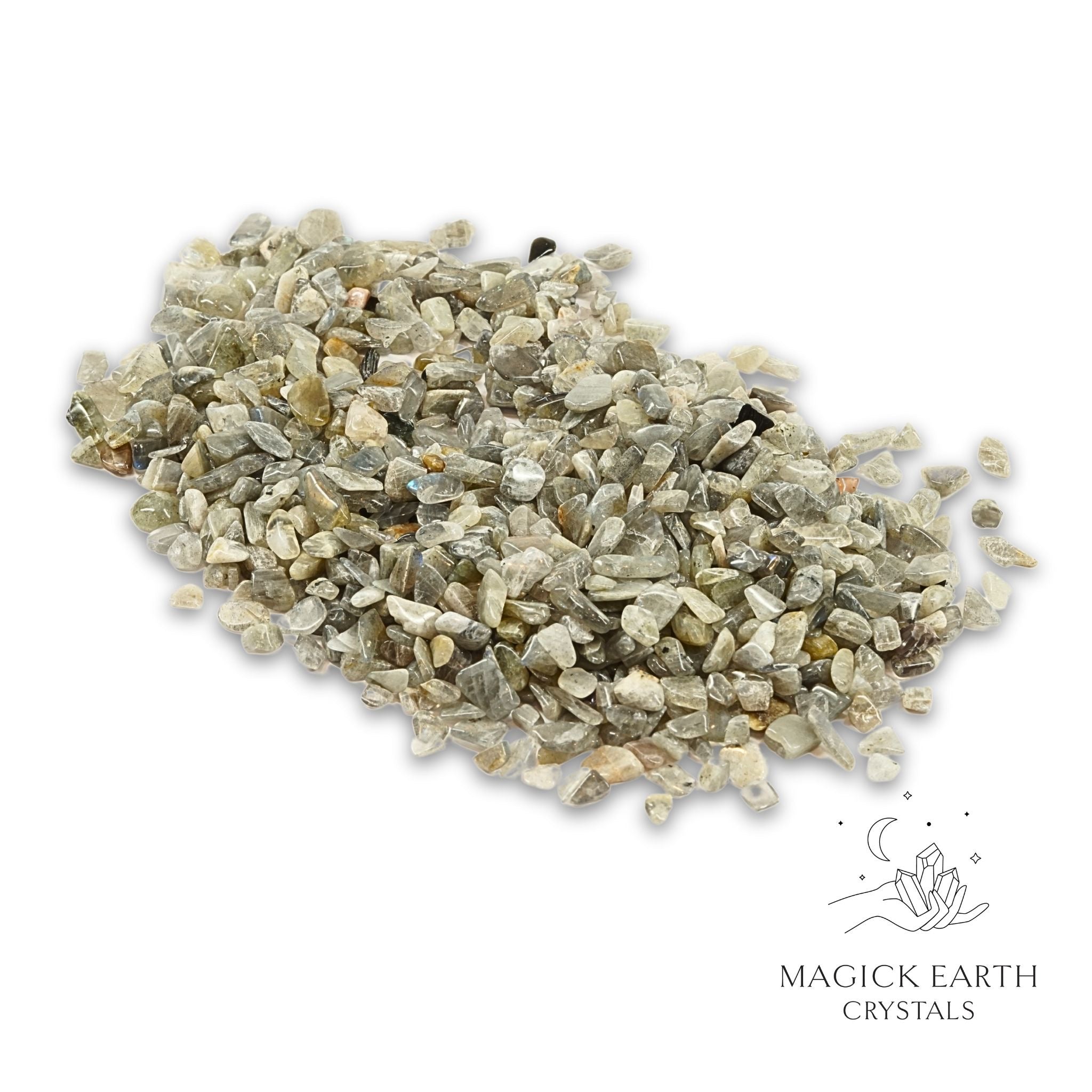 Natural medium labradorite crystal chips, 100g loose pile