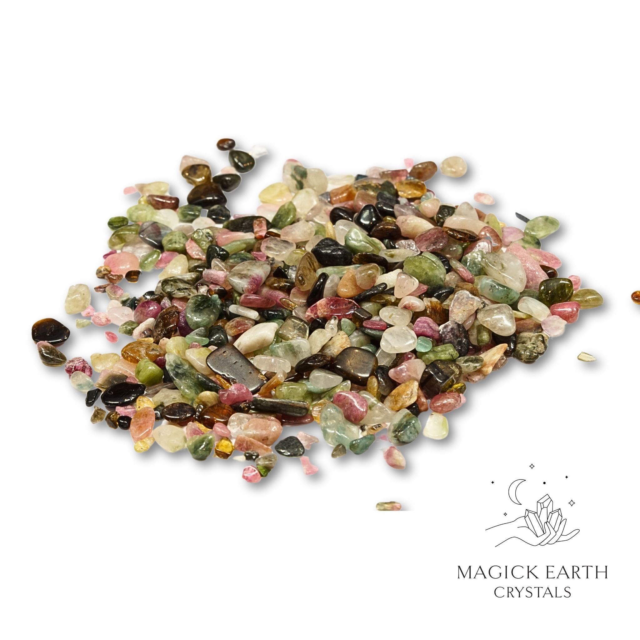 Natural medium tourmaline crystal chips, 100g loose pile