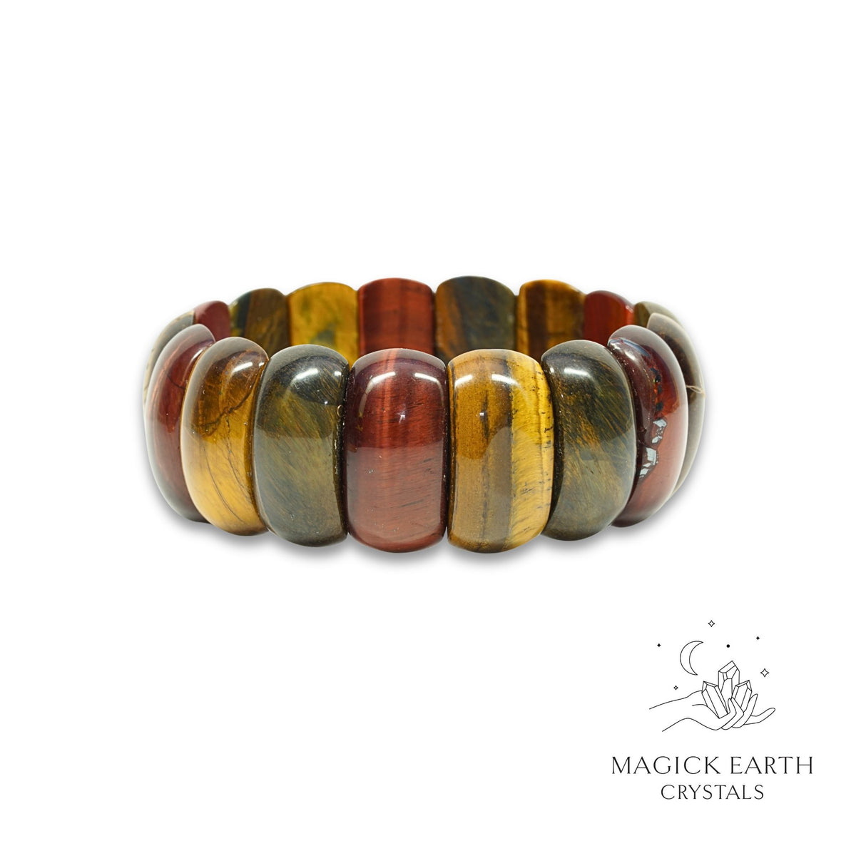 Natural Mixed Tiger Eye crystal faceted statement bracelet view b