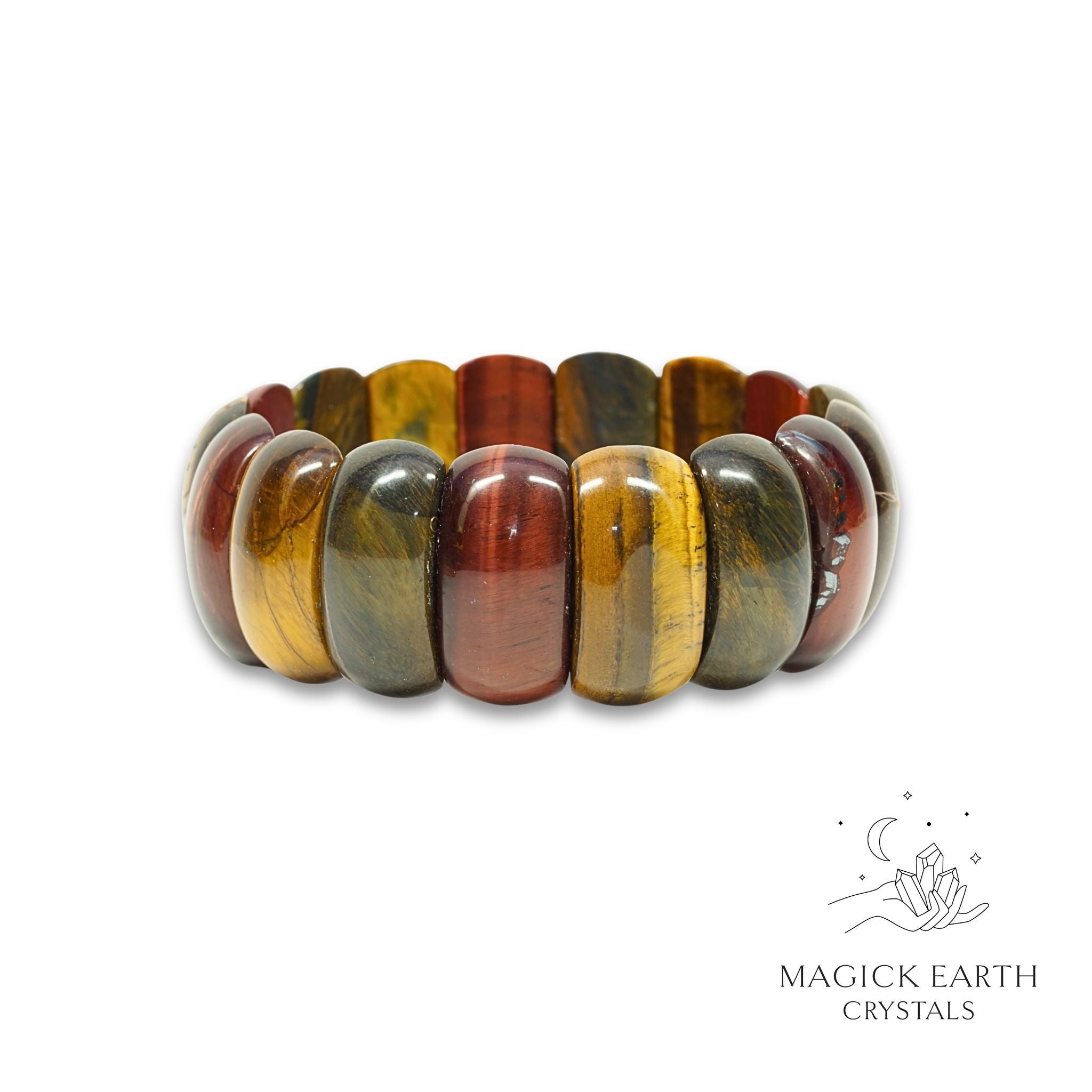 Natural Mixed Tiger Eye crystal faceted statement bracelet view b