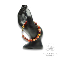 Natural Mookaite Jasper 8mm round bead crystal bracelet view c
