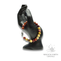 Natural Mookaite Jasper 8mm round bead crystal bracelet view d

