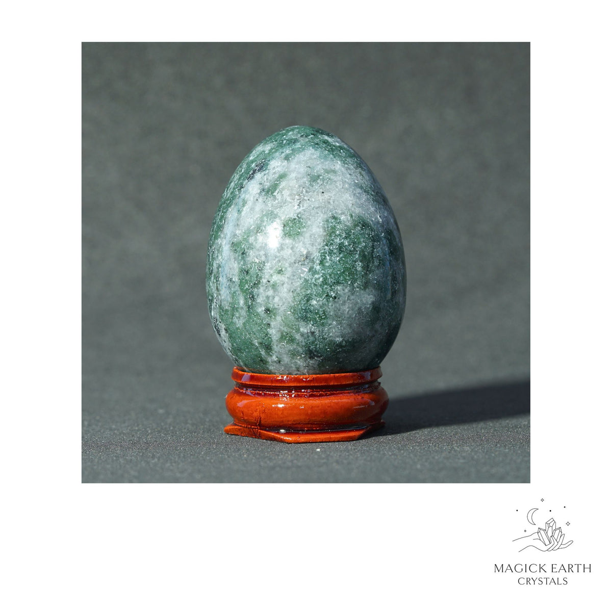 Natural Moss Agate Crystal Egg View A