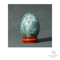 Natural Moss Agate Crystal Egg View A